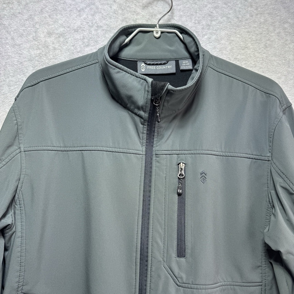 Free Country Jacket Mens Medium M Gray Full Zip Pockets Pewter Water Resistant - Picture 9 of 15